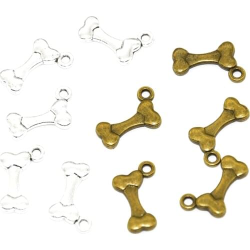 30Pcs antique Silver Plated dog bone connector charms for Jewelry Accessories Making dog charms bone charms