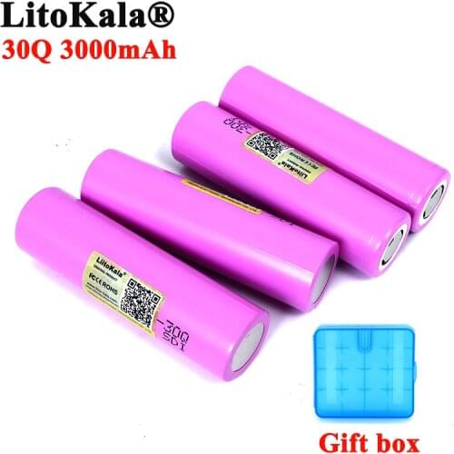 2021 Liitokala New 30Q 18650 3000mAh Rechargeable battery INR1865030q 3.6V discharge 20A Max 35A Power batteries with BOX