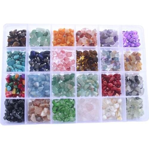 24 Grids Irregular Gemstone Beads Polishing Crushed Faux Crystal Chips with Box Strings for DIY Jewelry Making Bracelets Accesso