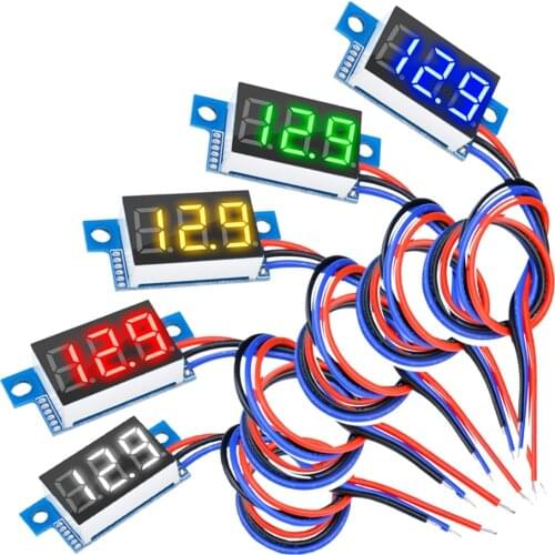 0.36 inch DC 0-100V 0.36'' Mini 3-Wire Gauge Voltage Meter Voltmeter Digital LED Display Panel Meter Detector Monitor Tools