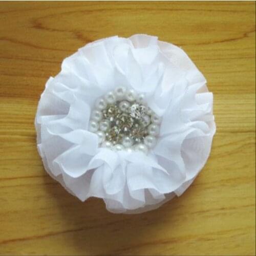 30Pcs/Lot Handmade Chiffon Pearl Flowers Artificial Flower DIY For Bridal Wedding Bouquet Girl Hair Accessoires High Quality