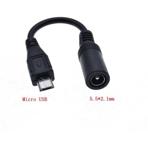 5.5x2.1mm DC Power Plug Waterproof Jacket Female To Micro USB Male Adapter Cable