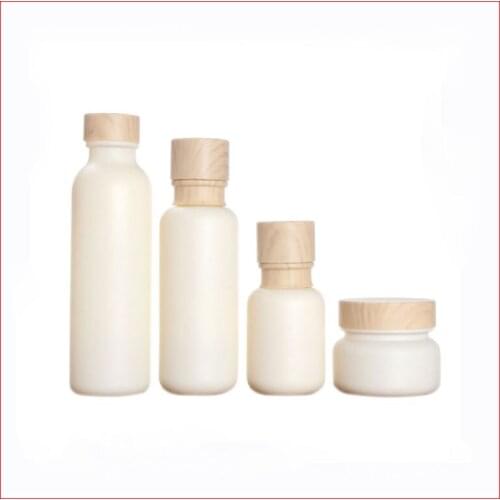 50/110/150ML skin color Empty glass bottle/jar lotion pump Cosmetic Packing Refillable Bottles w Grain cap