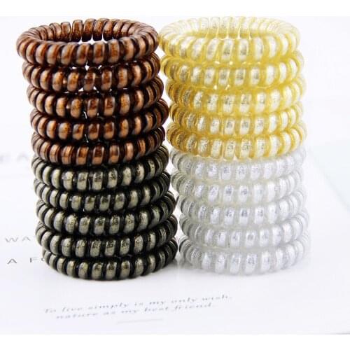500pcs/lot DIY Multi Metal Telephone Line Hair Band High Resilience Gloss Rubber Bands Hair Styling Tools Accessories HA834