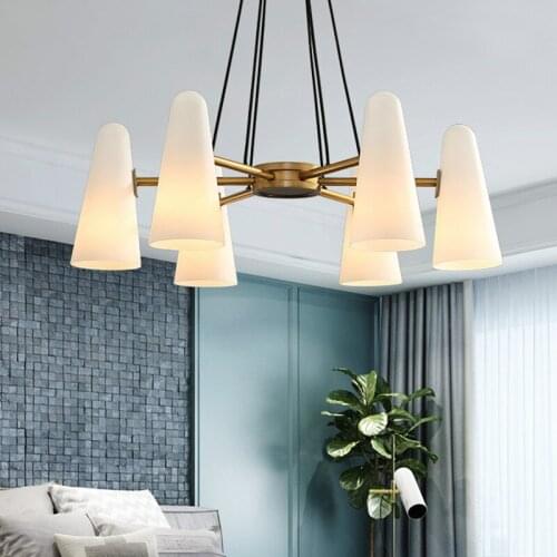 American Retro Glass Lampshades E14 Luminaires Led Chandelier Living Room Lustre Luxury Pendant Chandelier Lamparas Fixtures
