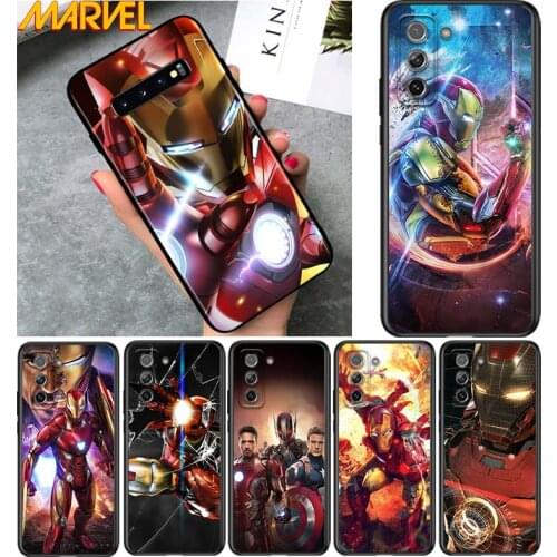 Iron Man Cool Marvel for Samsung Galaxy S21 Ultra Plus Note 20 10 9 8 S10 S9 S8 S7 S6 Edge Plus Soft Black Phone Case