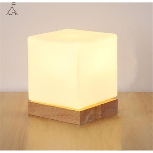 Wooden Modern Led Table Lamps for Living Room Bedroom Bedsides Cafe De Home Decoration Lights Fixture Glass Lamp Shade Luminaire