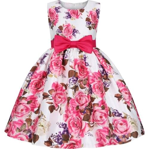 Children Dresses 2021 New Little Girl Princess Dresses For Girls Dresses Printing Bowknot Kid Wedding Evening Dresses 3-10 Years