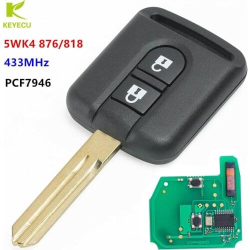 KEYECU Remote Transmitter key Fob 2 Button 433MHz ID46 for Nissan Elgrand X-TRAIL Qashqai Navara Micra Note NV200 5WK4 876/818