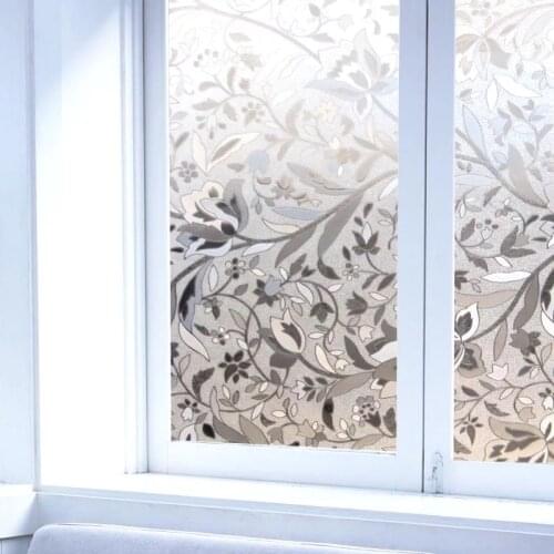 Length 200cm No-Glue Tulip Flower Window Film 3D Static Decorative Cling Privacy Glass Stickers Christmas Decorations for home