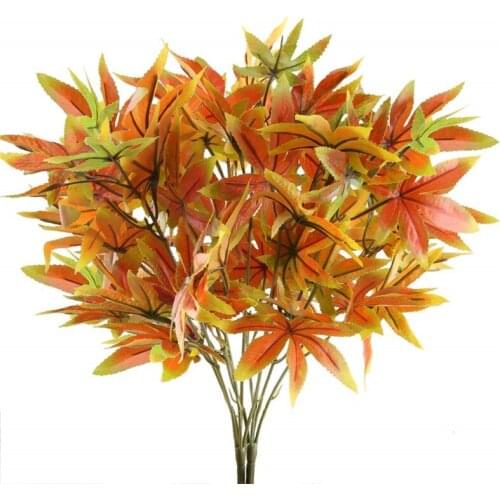 2pcs Artificial Red Maple Leaves Flowers 5 Forks Simulation Fake Maple Leaves Plant For Home Wedding Party Mall Decoration