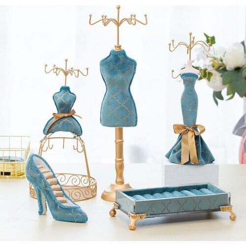 Exquisite Jewelry Display Racks Princess High-heeled Shoes Ring Earring Desktop Organizer Women Birthday Gifts Wedding Decor