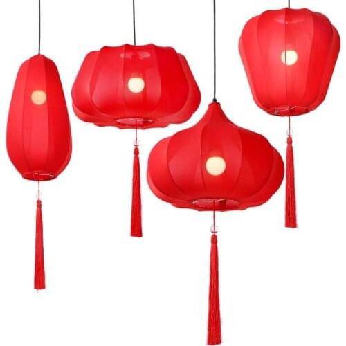 Chinese Style Lotus Lantern Chandelier Restaurant Hotel Lantern Chandelier Oriental Red Decorative Lantern Lantern