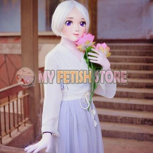 KM1732) Handmade Female/Girl Resin Half Head Crossdress Mask Cosplay Japanese Anime Role Kigurumi Mask Crossdresser Doll