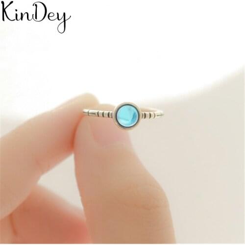 Simple Silver Color Blue Ball Rings For Women Lady Large Adjustable Finger Rings Party Gifts