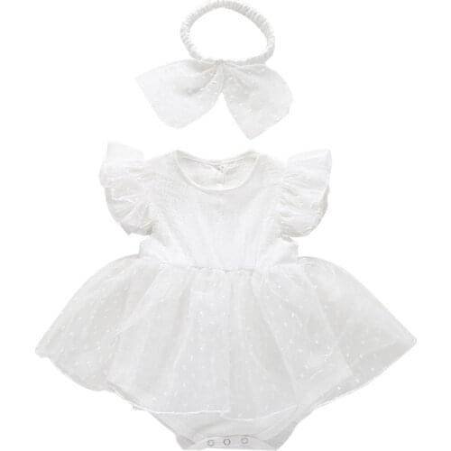 Baby Girls Rompers Lovely Pattern Patchwork Jumpsuit Infant Pure Cotton Net Veil Dress Patchwork Mesh Rompers Kid Outfit