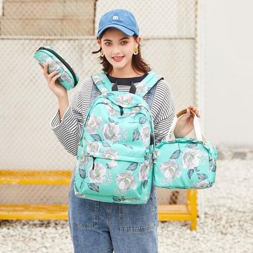 Girls 3 Pcs Bags Sets Nylon Middle School Student Girl Bookbag College Women Backpacks Casual Lady Packsack Teenagers Backpacks