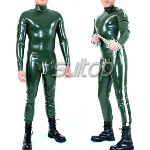 Suitop Macho man latex bodysuit catsuit sexy rubber latex codepiece