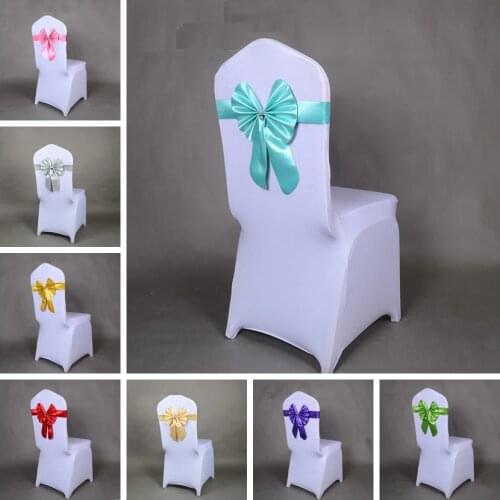 16 Colours Wedding Chair Sashes Spandex Chair Sashes Lycra Stretch Band Bow Tie Butterfly Party Hotel Show Decoration
