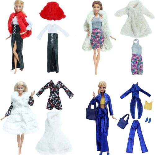 Fashion Dress Outfit Daily Casual Wear Mixed Style Coat Trousers Shoes Handbag Hat Accessories Clothes for Barbie Doll DIY Toys
