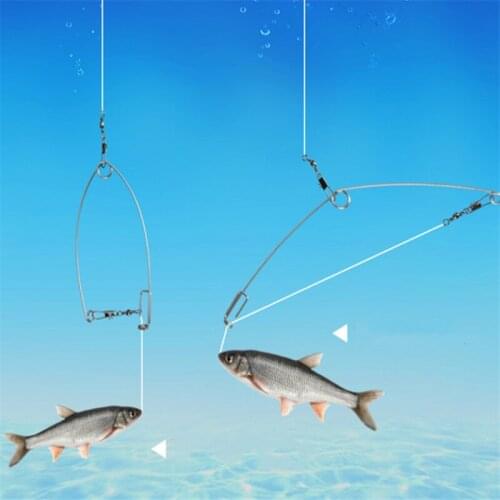 New Automatic Fishing Hook Trigger Stainless Steel Spring Fishhook Bait Catch Ejection Catapult Full Speed Fish Accessories 2021