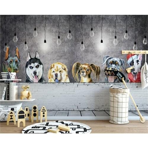 Beibehang papel de paredeModern minimalist Nordic cute dog animal wallpaper childrens room background painting wall paper