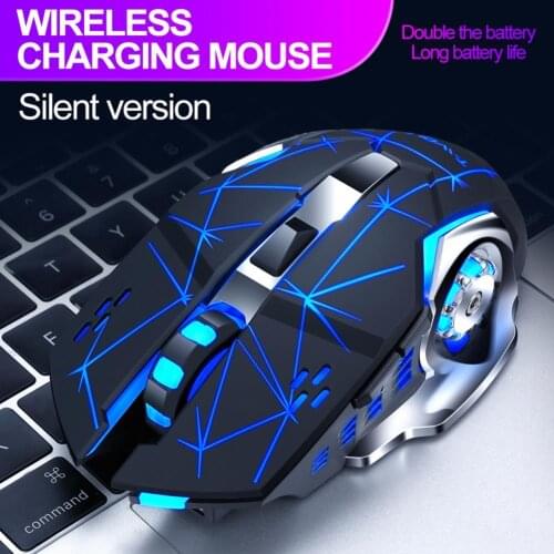 2.4G Rechargeable Silent Wireless Mouse 2400DPI 6Keys Adjustable Blacklit Gaming Mice For Computer PC Home Office Gamer