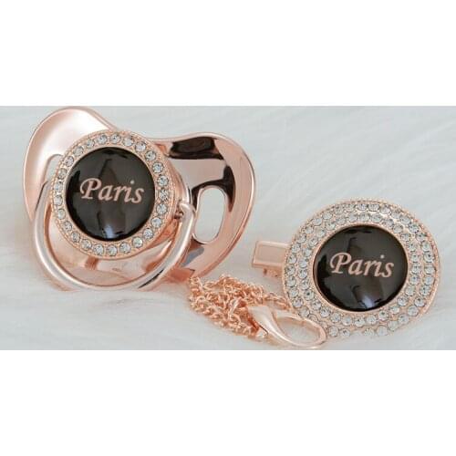 MIYOCAR personalized rose gold bling pacifier and pacifier clip BPA free dummy Luxury unique design pacifier