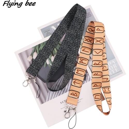 Flyingbee Viking Rune Neck Strap Lanyard For Key ID Card Mobile Phone Straps USB Badge Holder DIY Hang Rope Lariat Lanyard X1870