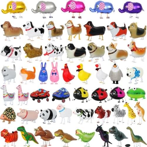50pcs Kids Gift Cute Cartoon Walking Animal Pets dog Foil Balloons Animal walking Helium Globos Fun Birthday Party Decoration