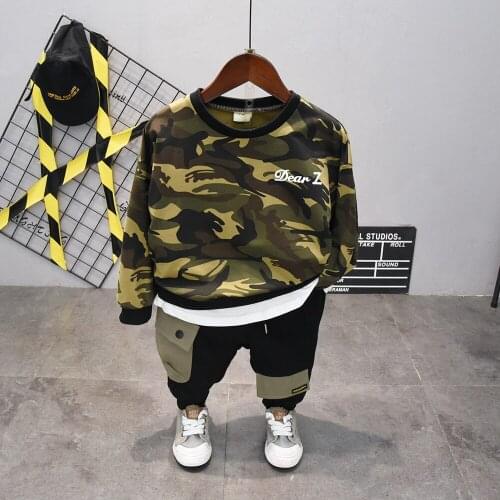 Boys Clothes Autumn Kids Baby Camouflage Lettered Sweater and Pants Boy Outfit Sport Suit Children Clothing Set 2 3 4 5 6 7Y