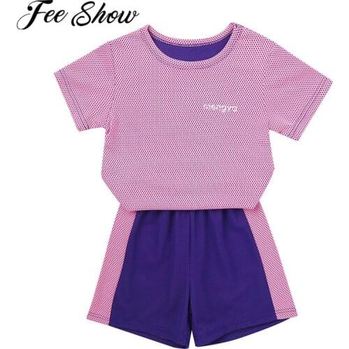 Kids Girls Boys Summer Sportswear Running Exercise Sport Suits Casual Breathable Net Quick Dry T-shirt Shorts Set 2Pcs Tracksuit
