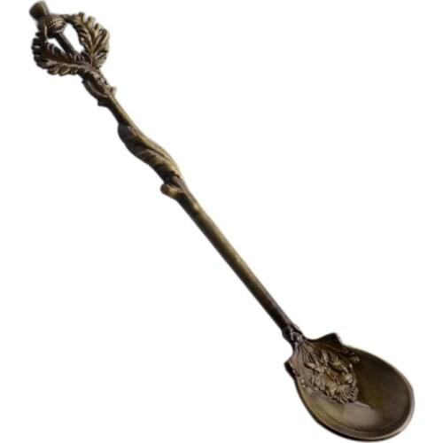 Practical spoons Tableware Zinc Alloy Retro Coffee Spoon Zinc alloy Tableware Creative Thistle Leaf Coffee Spoon(Bronze)