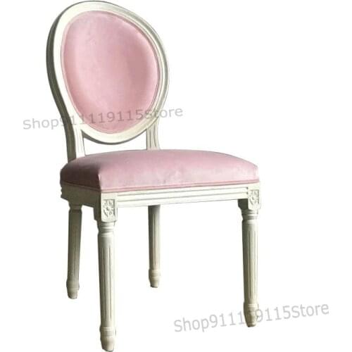 Customized American Princess Style Study Chair Dining Chair Manicure Shop Makeup Chair White Ivory Pink Leather Cloth Chair Leis