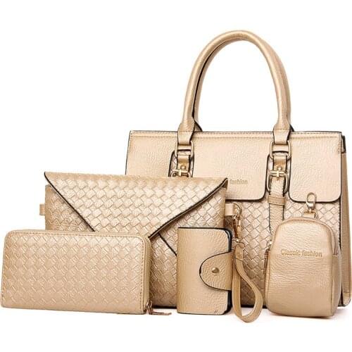 WxfbBaby 2019 High-end set handbags women 5pc/sets composite bags luxury handbags crossbody Female clutch purse PU designer bag