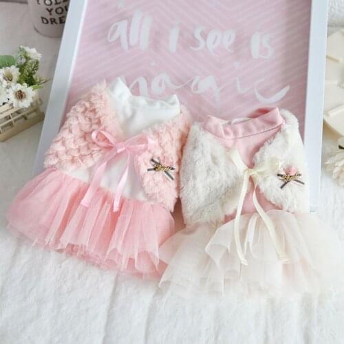 Pet Dog Autumn Winter Keeping Warm Jacket Coat Soft Cotton Bowknot Dresses For Small Dogs DC798