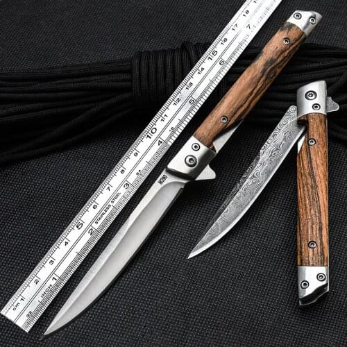 High Quality Flipper Fold Knife Blade Drop Point Rescue 58HRC Handle Knives Outdoor Camping Hunting Knife Cutting Fruit Knives