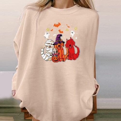 Harajuku Funny Cartoon Aesthetic Hoodies Women Halloween Graphic Pullovers Sweatshirt Streetwear Hoody Female sudaderas mujer