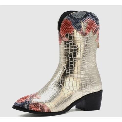 Retro Pointed Toe Women Mid Calf Boots Fashoion Leather Shoes Women High Boots Autumn Winter Shoes High Heels Big Size