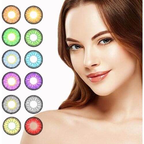 1pair Classic 3Tones Colored Contact Lenses Gray Blue 12 Colors Contact Lens USA Fashion Cosmetic Contact Lenses Cosplay Lens