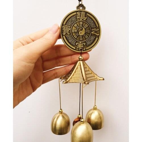 1Pcs Antique Wind Chime Copper Yard Garden Outdoor Living Decoration Metal Wind Chimes Outdoor Chinese Oriental Lucky Metal Win
