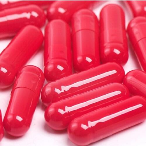100pcs/lot 1# red Empty Gelatin Capsule Shells, DIY Good Quality Medical Powder Packing Bottle, DIY Hollow/ Refillable Bottles