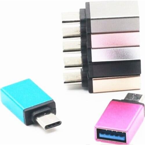 100pcs USB Cable Metal USB C Adapter USB-C to USB-A Converter Type C OTG Mobile Phone Cables Adapters For Type-C Device