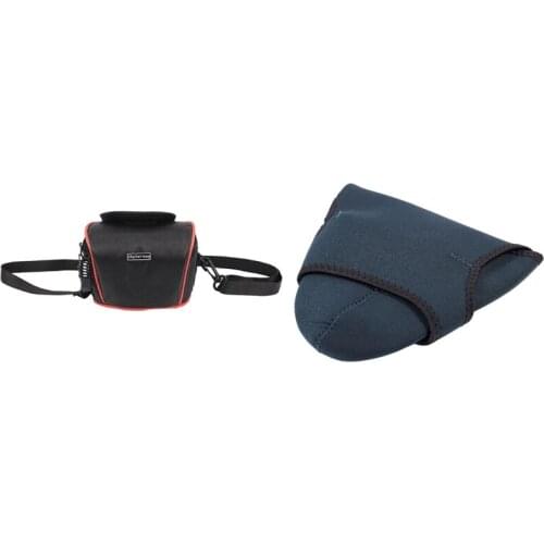 2 Pcs Waterproof Protector Camera Cover Bag Pouch M For DSLR, Blue Black & Black Red