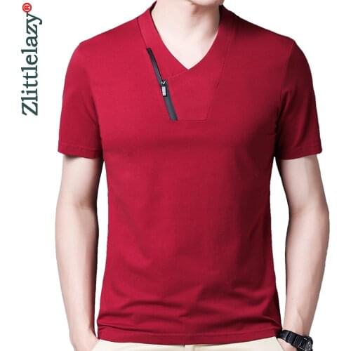 2021 Zipper Casual Short Sleeve T Shirt Men Tshirt Summer Mens Clothing Solid T-shirt Streetwear Fashion Tee Shirts Tshirts 309