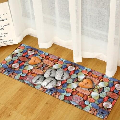 3D Home Letter Print Doormat Hallway Kitchen Mats Living Room Balcony Bathroom Entrance Pad Non Slip Cobblestone Heart Bath Mat
