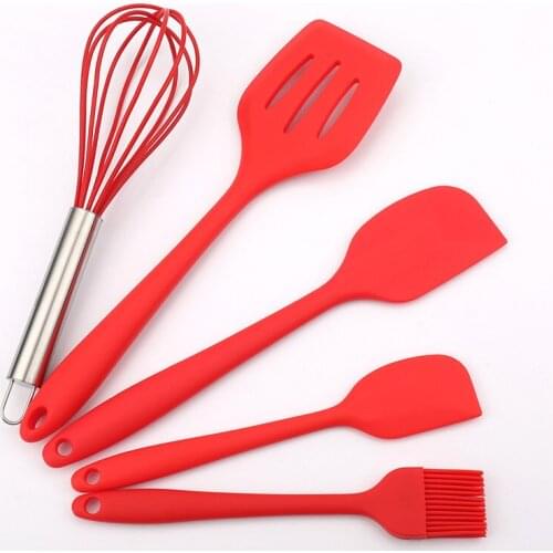 5pcs/set Kitchen Utensils Set Kitchenware Spatula Spoon Scraper Brush Tools Silicone Baking Cooking Cake Accessories