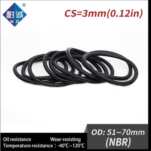 5PCS/lot Rubber Black NBR CS3mm OD51/54/55/56/57/58/60/65/68/70mm O Ring Gasket Oil resistant waterproof