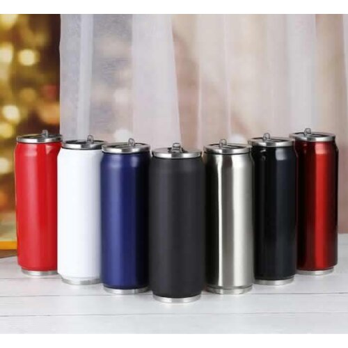50pcs 11oz 17oz Soda Cans Straws Cups Thermos Flask Double Walled Stainless Steel Vacuum Insulated mugs with Flip up Straw Cups
