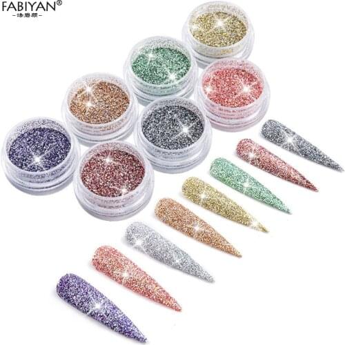 8Pcs Glitter Nail Art Crystal Diamond Powder DIY Pigment Decorations Shiny Laser Colorful Set